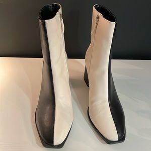 ELOQUII black and white color blocked boots